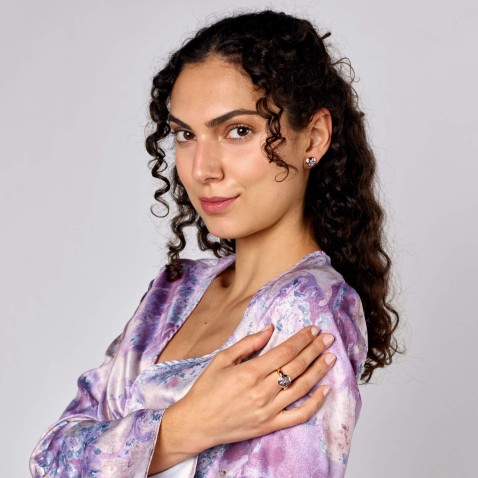 Dahlia | Saphyre, Amethyst and Brown Diamond Ring