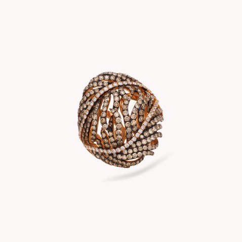 Anel com Diamantes Brancos e Castanhos