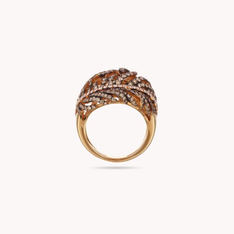 Anel com Diamantes Brancos e Castanhos