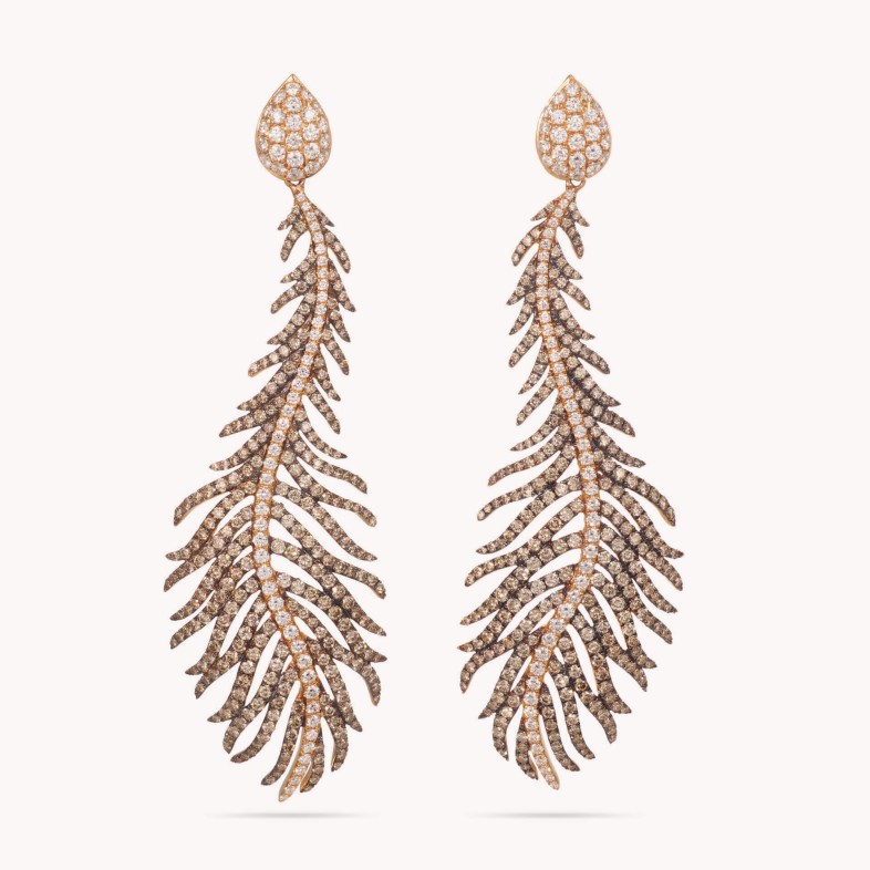 Brincos com Diamantes Brancos e Castanhos