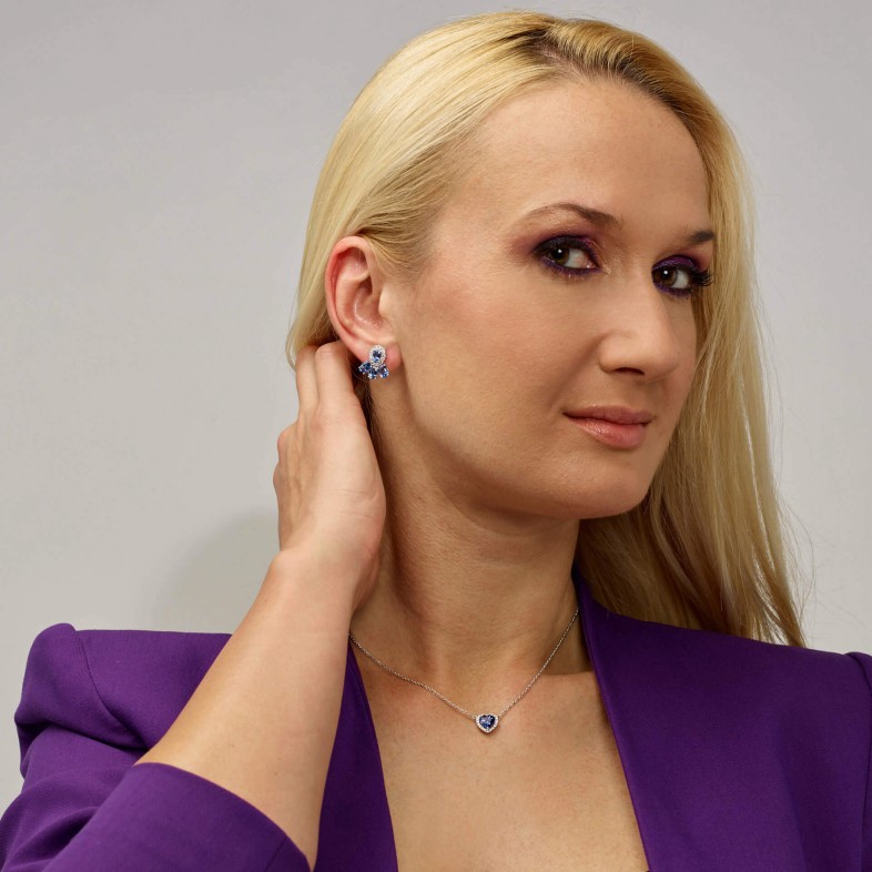 Brincos com Safiras e Diamantes