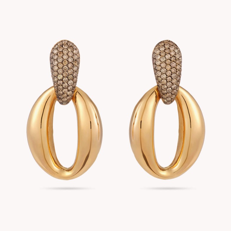 Brincos com Diamantes Castanhos