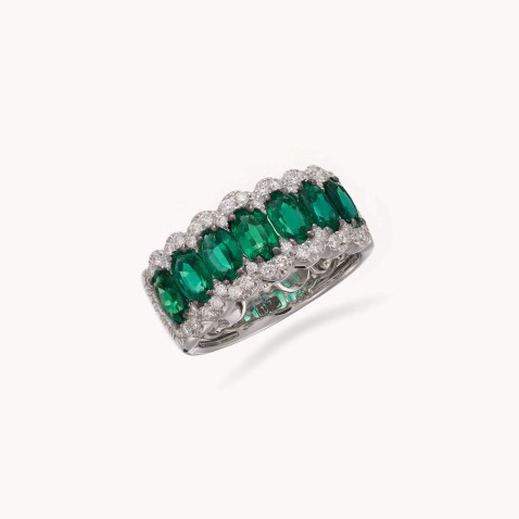 Emeralds and Diamond Ring