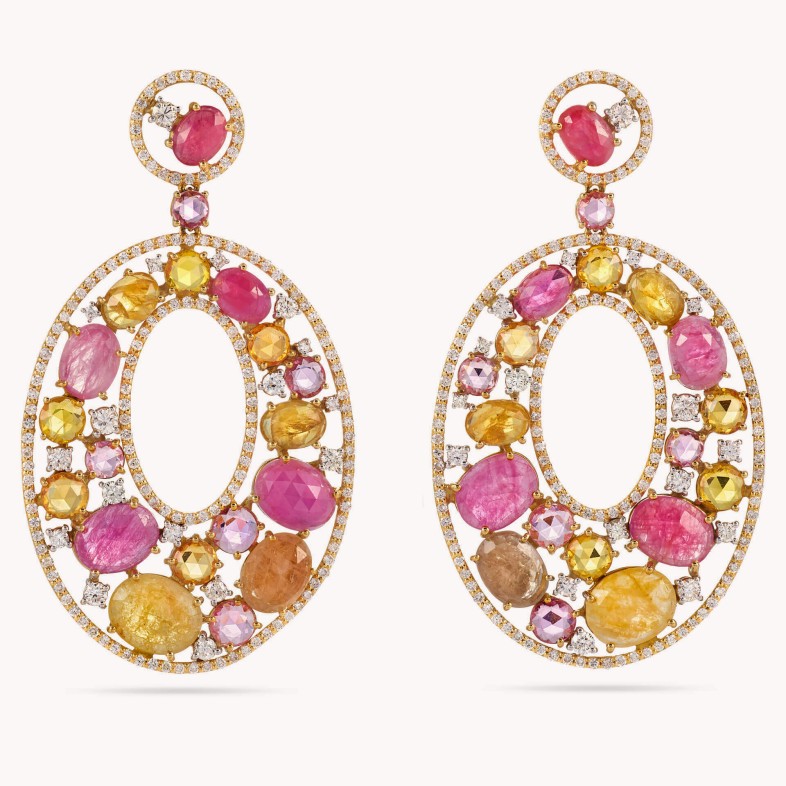 Brincos com Diamantes e Safiras