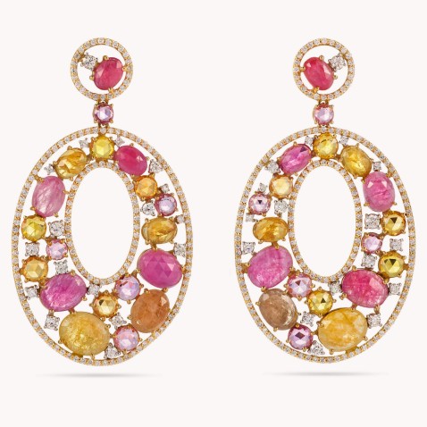 Brincos com Diamantes e Safiras