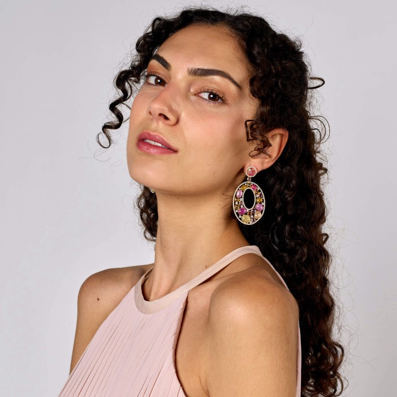 Brincos com Diamantes e Safiras