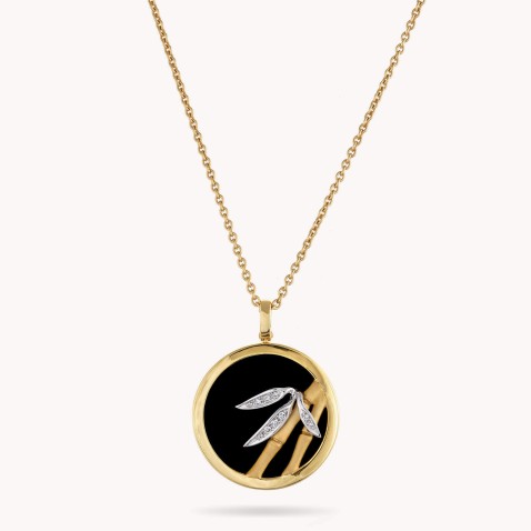Bamboo | Diamond and Onyx Necklace