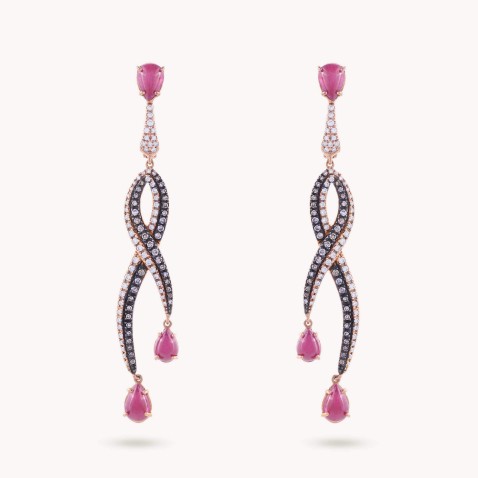 Brincos Rubis e Diamantes