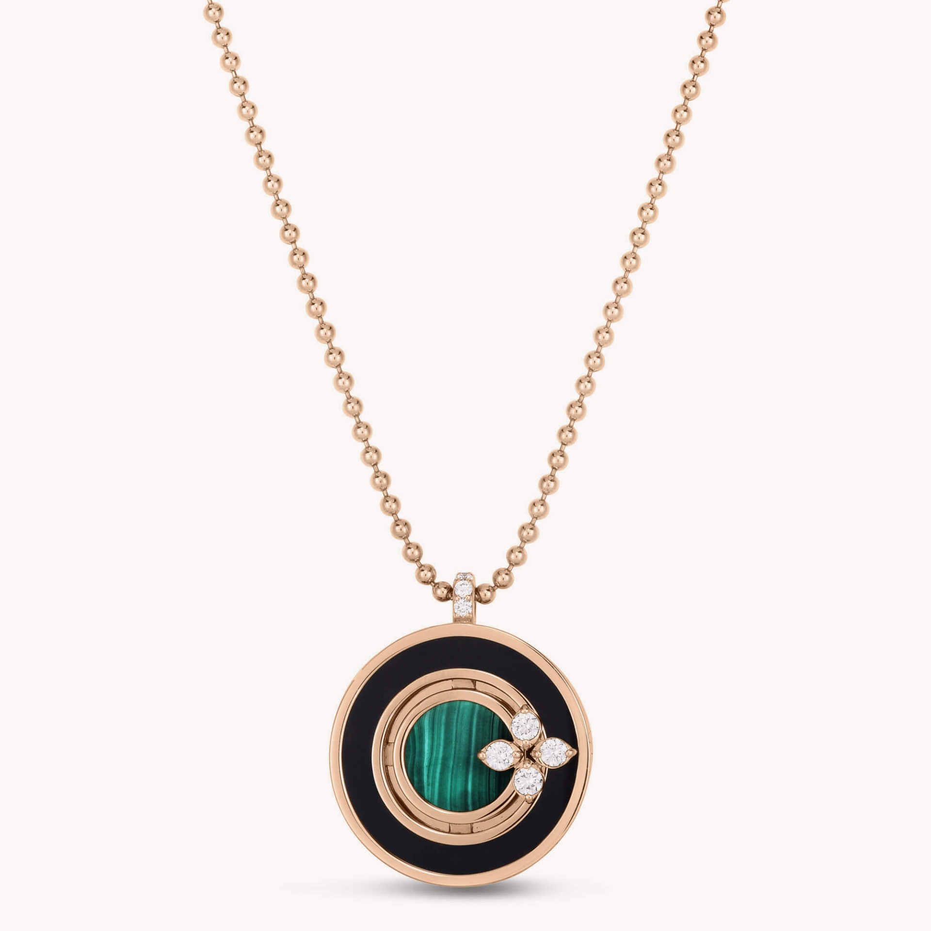 Love in Verona | Colar Pendente com Jade Negro, Malaquite e Diamantes