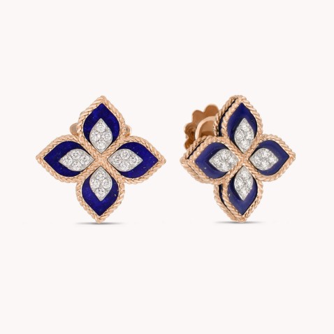 Princess Flower | Brincos com Diamantes e Lapis Lazuli