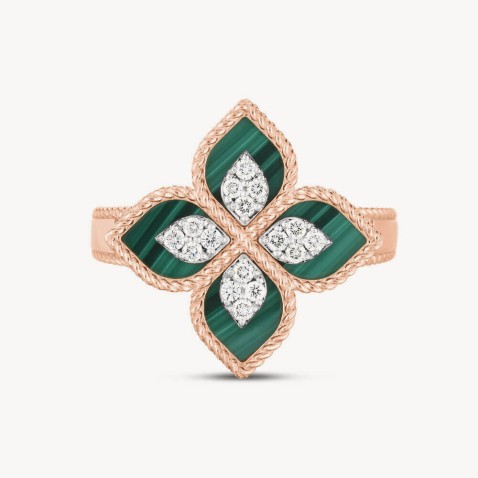 Princess Flower | Green Malachite and Diamond Ring