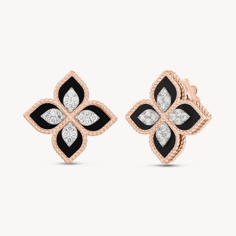 Princess Flower | Brincos com Diamantes e Jade Preto