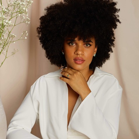 Anel de Noivado com Esmeralda