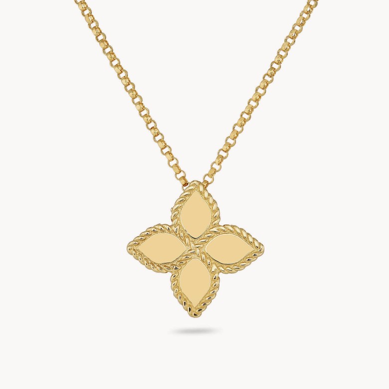 Roberto Coin Princess Flower Necklace in 18K Yellow Gold