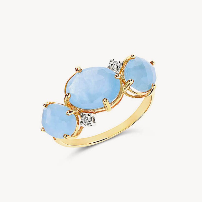 Ipanema | Acquamarine Cabochon and Diamond Ring