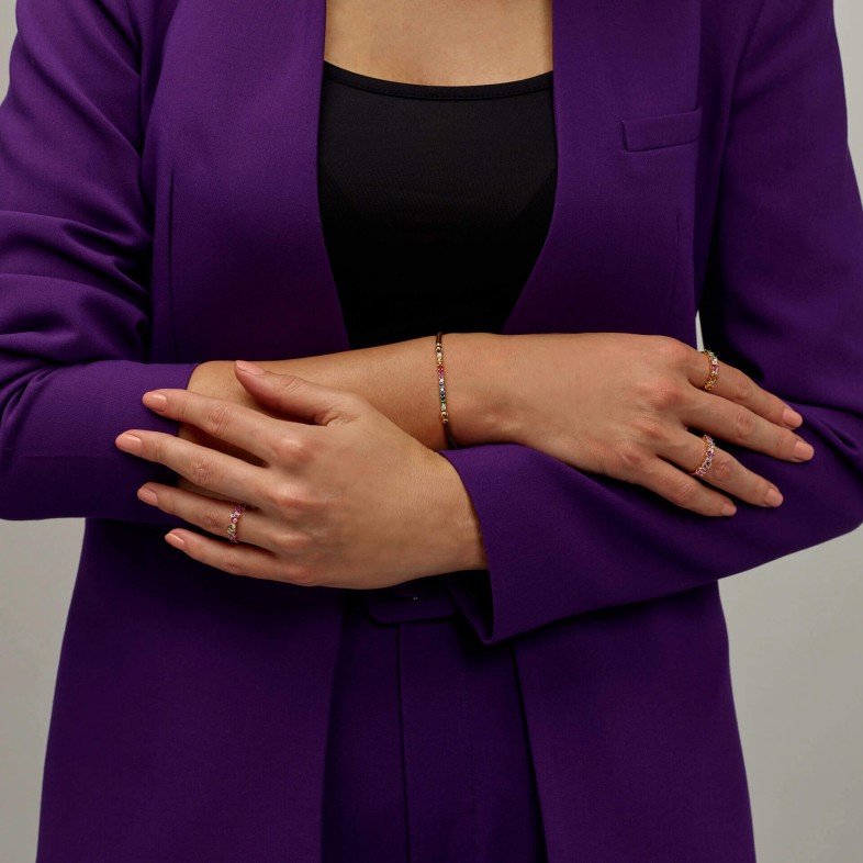 Pulseira com Tsavorites, Safiras e Diamantes