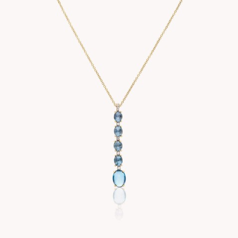 Dancing in the Rain AZURE | Blue Topaz and Diamond Pendant Necklace