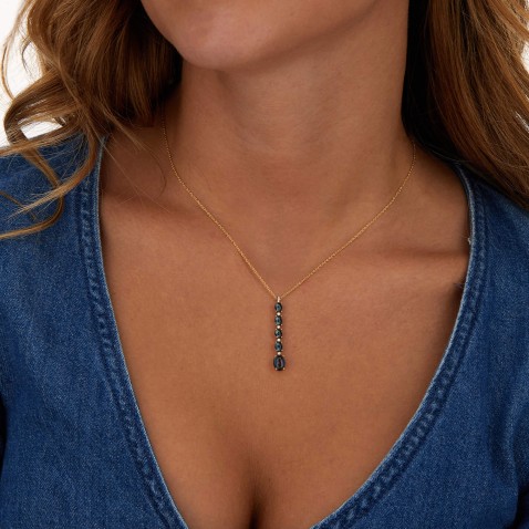 Dancing in the Rain AZURE | Colar com Pendente Diamantes e Topzios Azuis