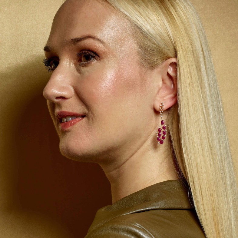 Brincos com Rubis e Diamantes