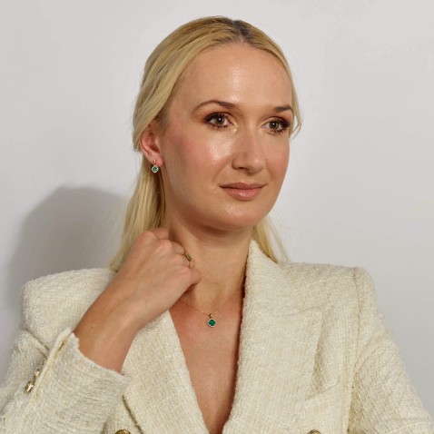 Brincos com Malaquite e Diamantes