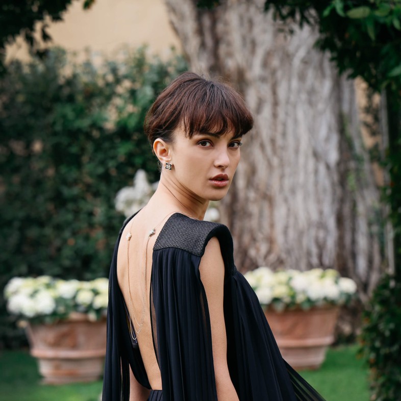 Princess Flower | Brincos com Diamantes e Jade Preto