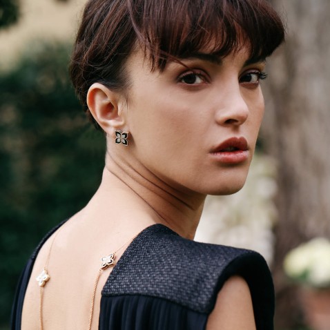 Princess Flower | Brincos com Diamantes e Jade Preto