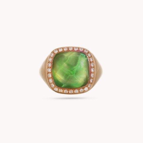 Anel com Prasiolite e Diamantes