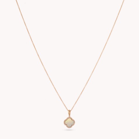 Fio com Pendente com Madreprola e Diamantes