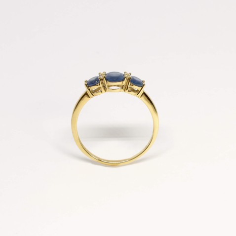 Anel de Noivado Ouro Safiras e Diamantes | Cores Preciosas