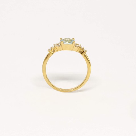 Aquamarine and Diamond Gold Engagement Ring