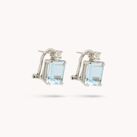 Brincos Ouro gua Marinha e Diamantes