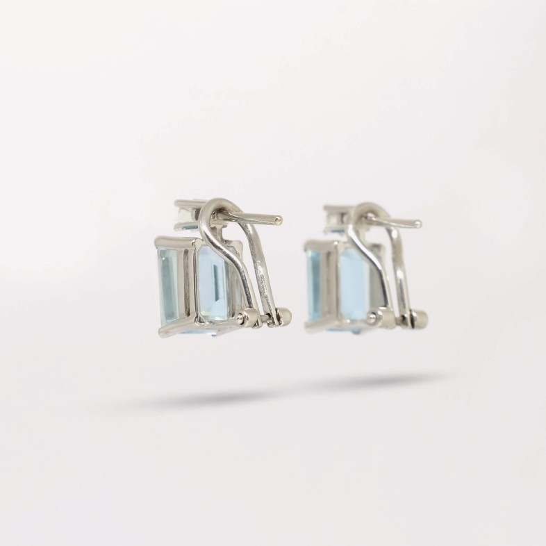 Brincos Ouro gua Marinha e Diamantes