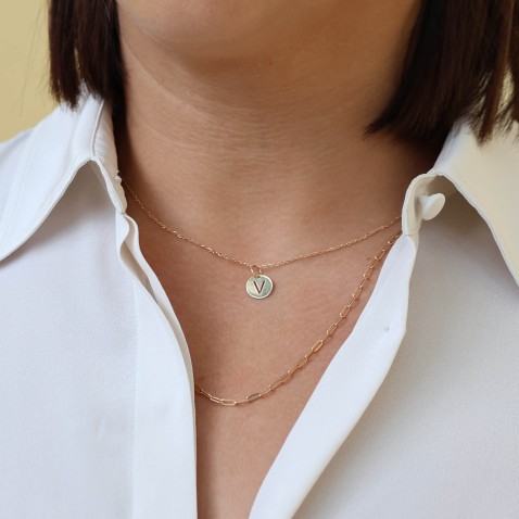 Letter V Gold Charm - 10 mm