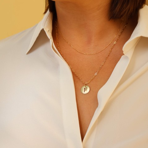 Letter F Gold Charm - 15 mm