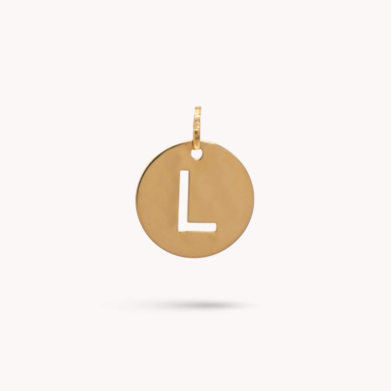 Medalha Letra L em Ouro - 15 mm