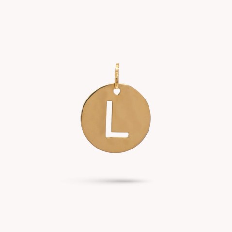 Medalha Letra L em Ouro - 15 mm