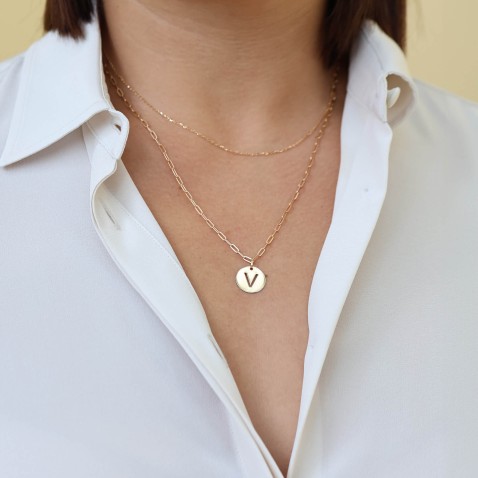 Letter V Gold Charm - 15 mm