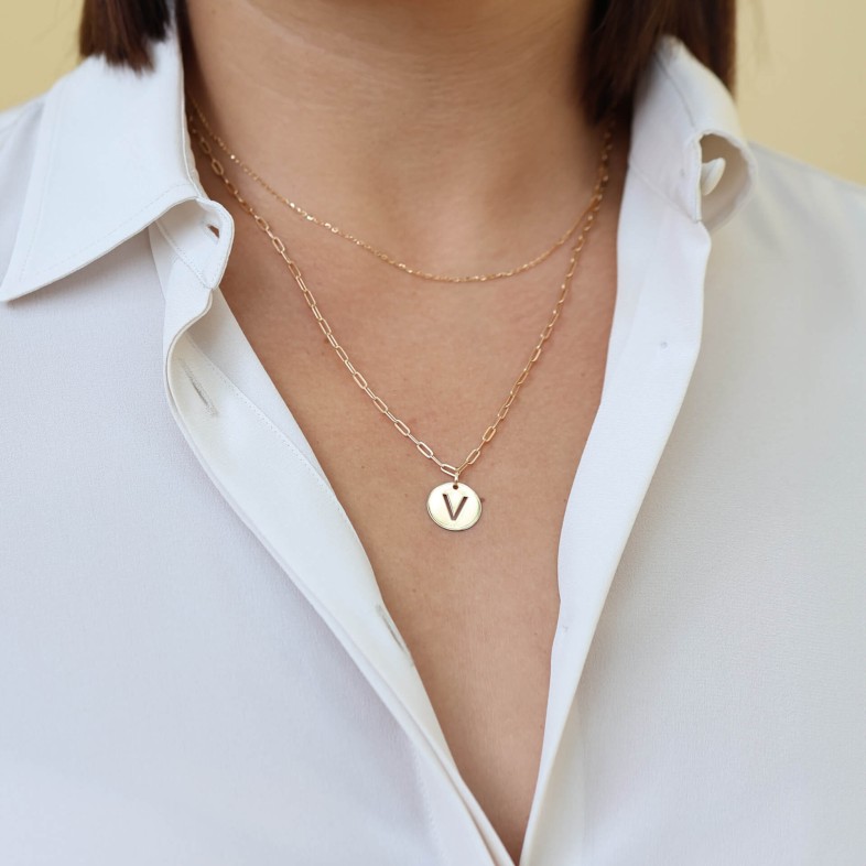 Letter V Gold Charm - 15 mm