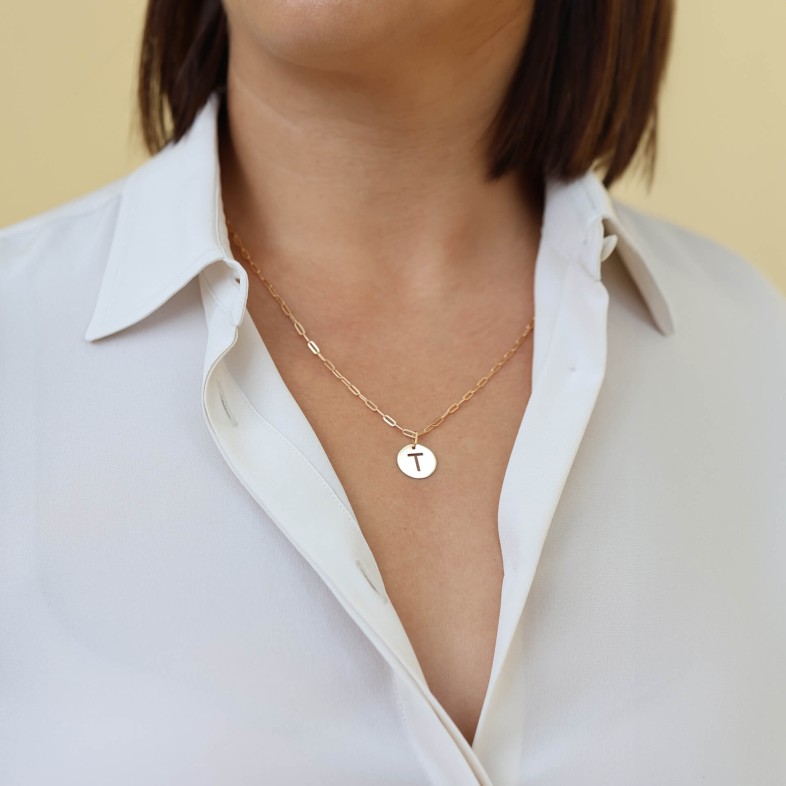 Letter T Gold Charm - 15 mm