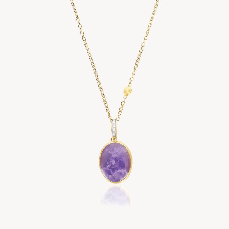 Pendente "Boules" Ouro, Diamantes e Lepidolita