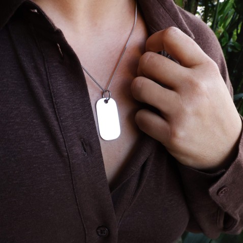 Fio com medalha chapa "Alma" em Prata