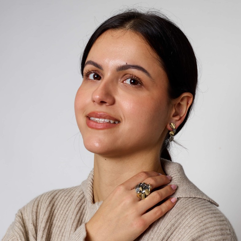 Silver and gold earrings