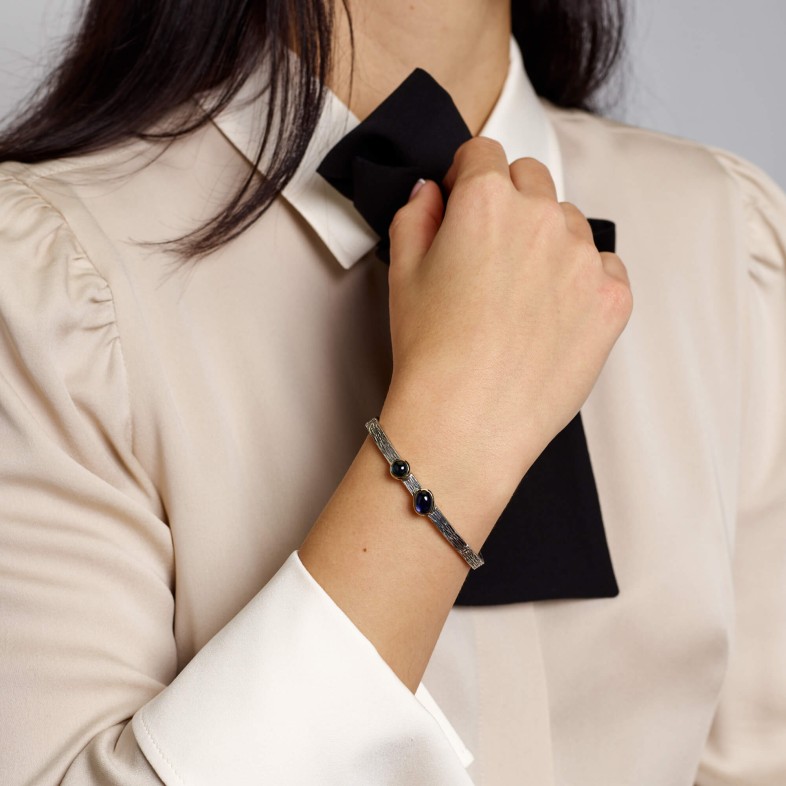 Iolite and tourmaline bangle