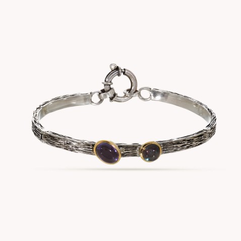 Iolite and tourmaline bangle
