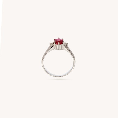 ANEL DE NOIVADO com rubi e diamantes | Cores Preciosas