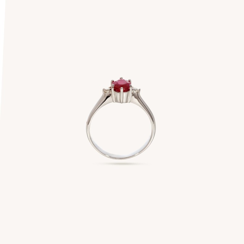 ANEL DE NOIVADO com rubi e diamantes | Cores Preciosas