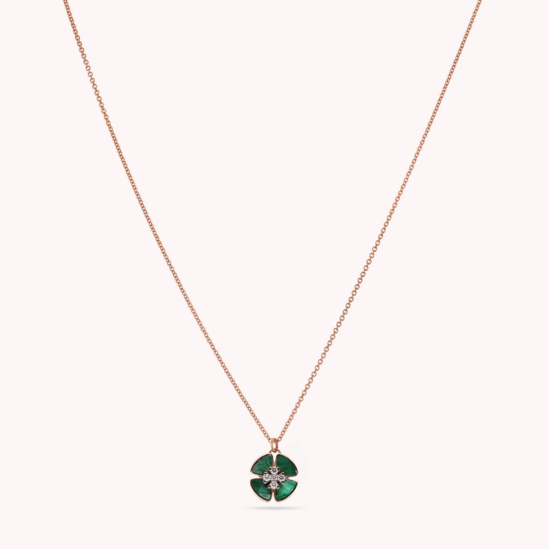 Colar com diamantes e malaquite