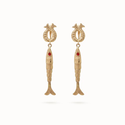 Sardine earrings in gold