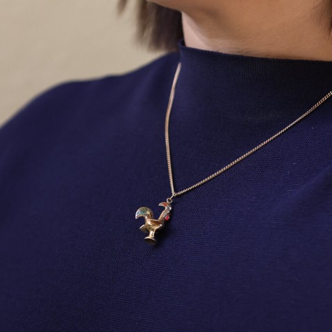 PENDENTE GALO OURO 19,2K