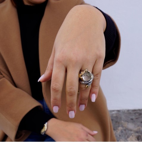 SILVER AND GOLD 9K SNAKE | STYLIANO